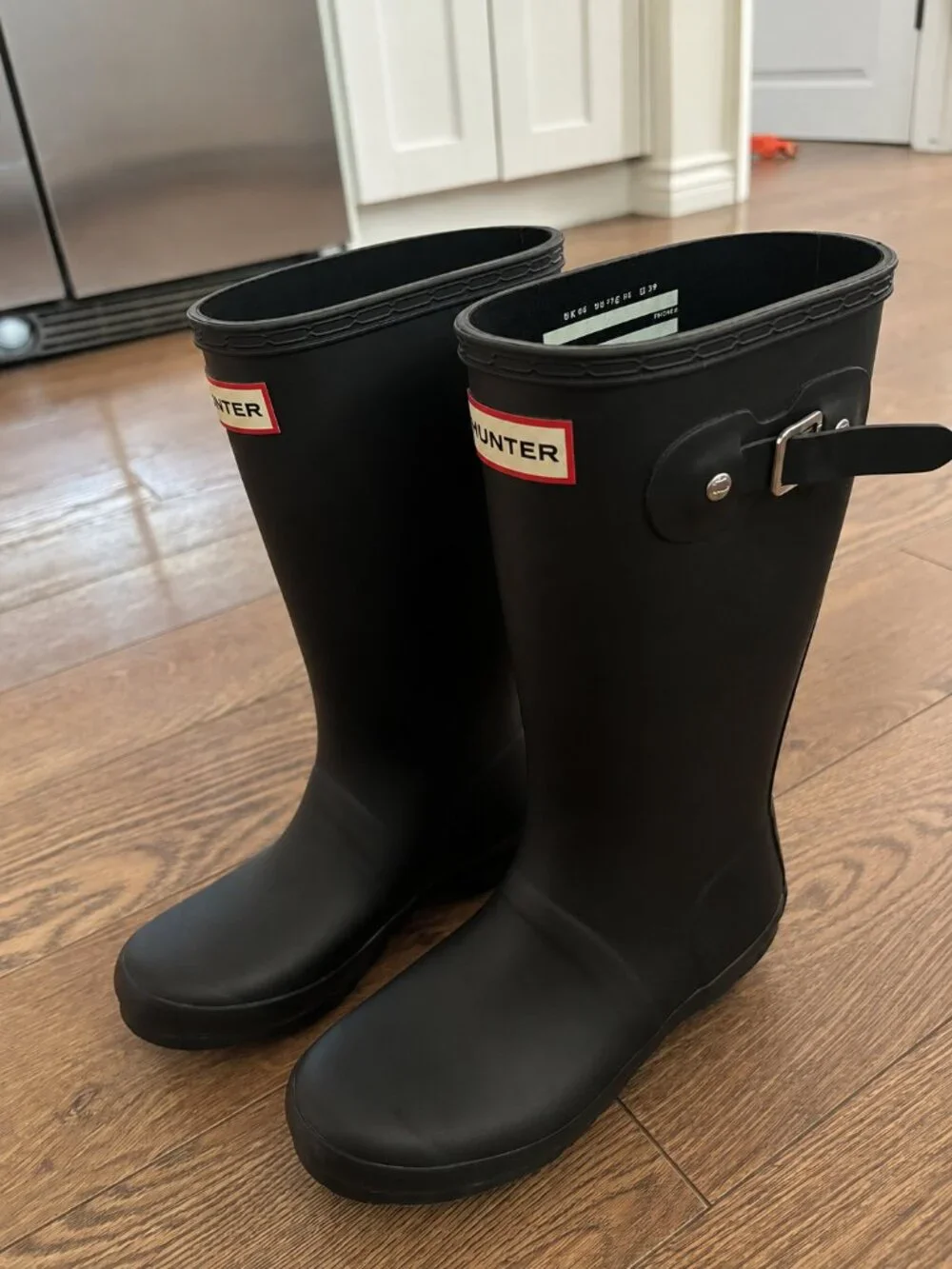 Hunter Original Kids Black Waterproof Rain Boots Girls Size 3/Boys Size 4 Matte